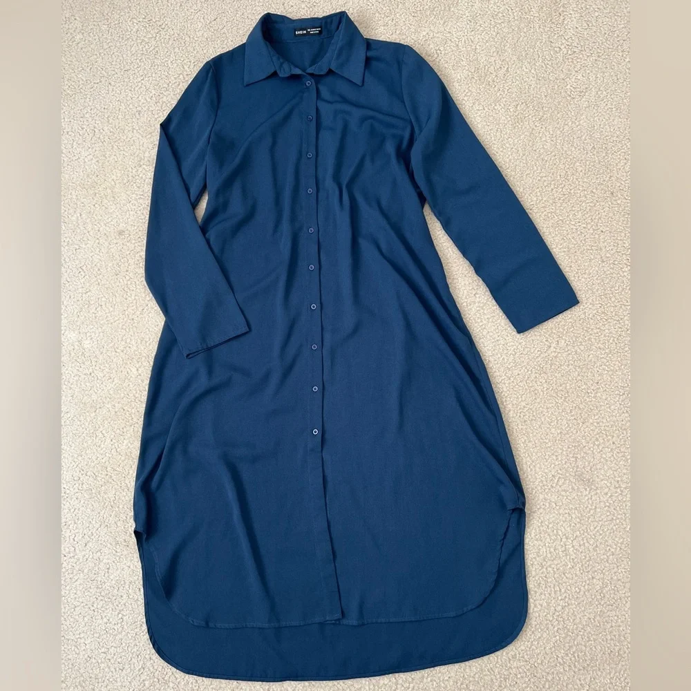 SHEIN Button Front Coat & Wide Leg Pants Set - Picture 5 of 6